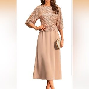 GRACE KARIN, 3/4
Sleeve Sequin Dress Maxi, Formal Cocktail Champagne Gold
Size L